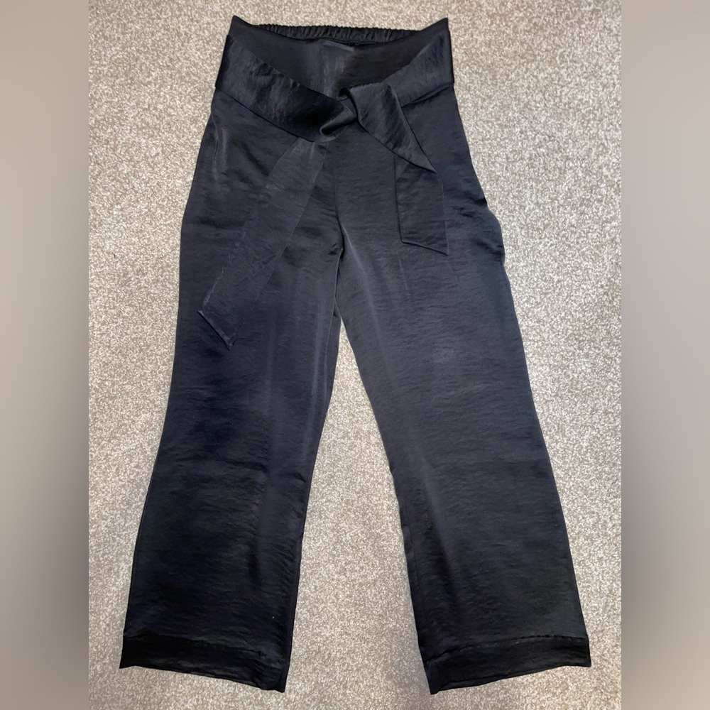 Express Black Tie-Waist Satin Trousers